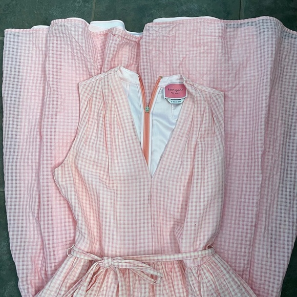 Kate Spade Midi Dress size 2 pink and white checker pattern with pockets! - Picture 9 of 9